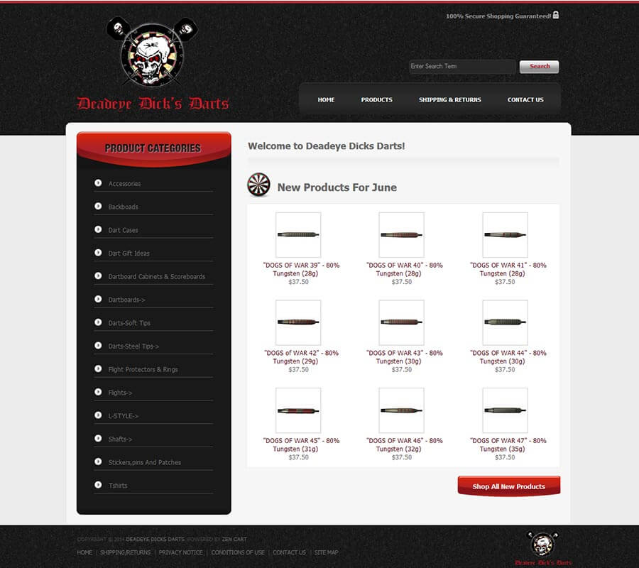 Darts website design